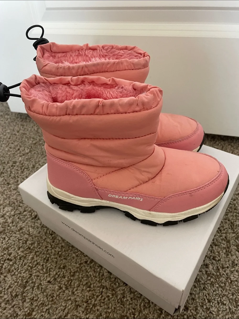 Dream Pairs Coral Pink Quilted Winter Boots
